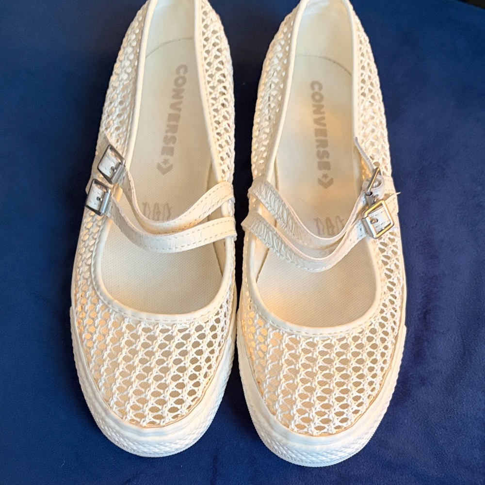 Converse Cream Mesh Mary Jane Shoes